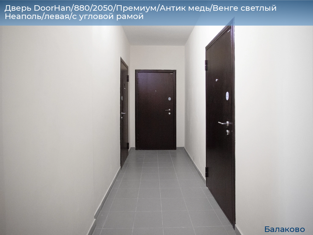 Дверь DoorHan/880/2050/Премиум/Антик медь/Венге светлый Неаполь/левая/с угловой рамой, balakovo.doorhan.ru